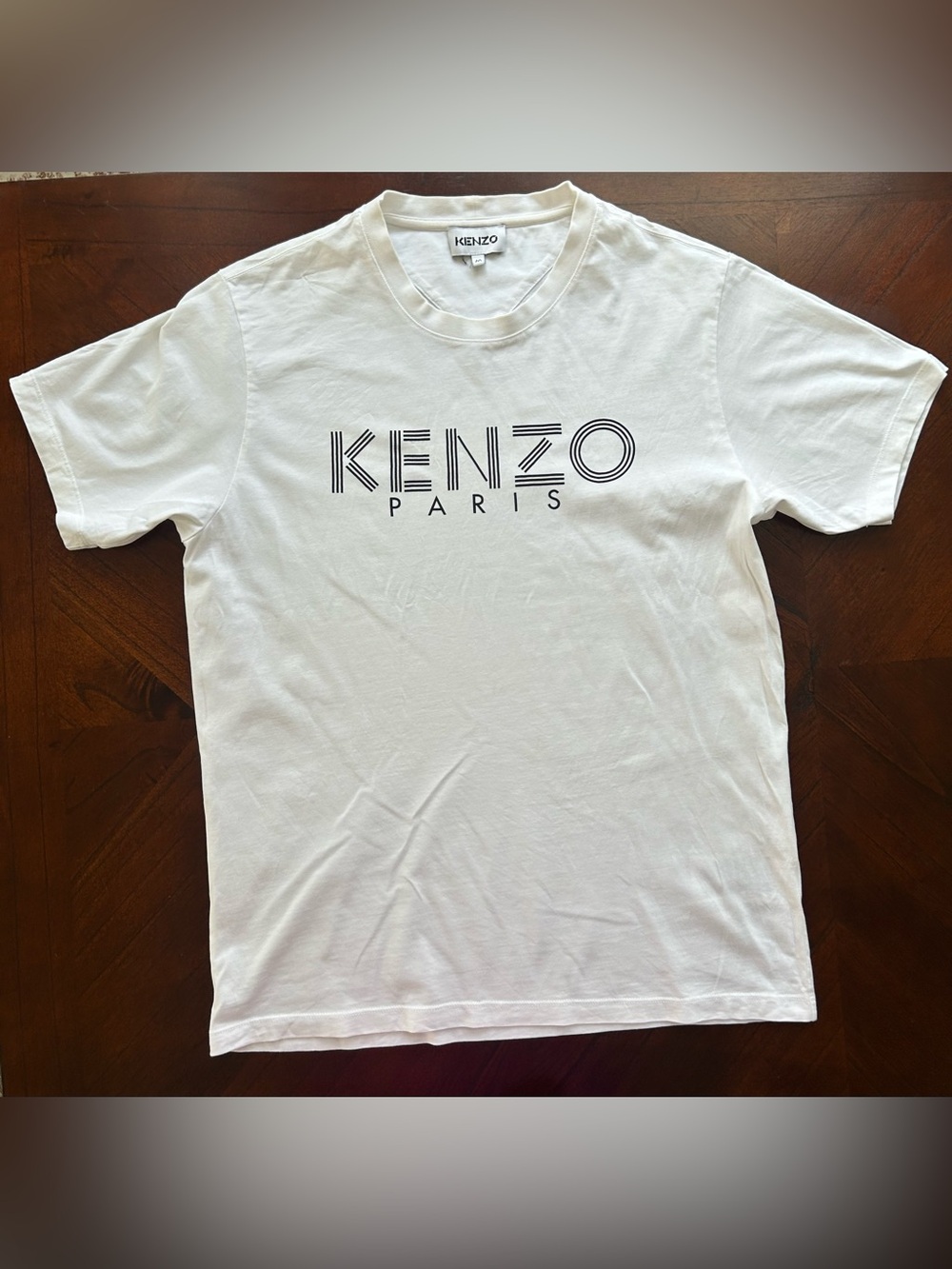 Kenzo White Short Sleeve Crewneck Tee with Black Logo size M